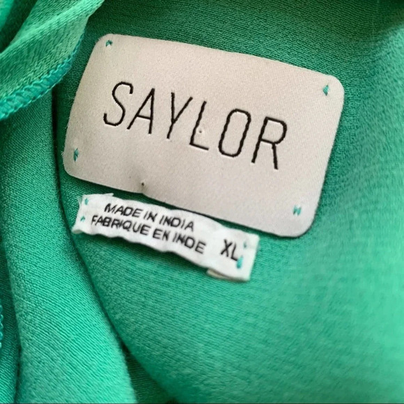 Saylor Mykonos Cowl Neck Satin Dress Blue Green Size XL - Picture 6 of 8